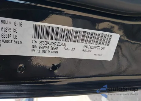 2016 Dodge Charger Sxt z USA, uszkodzony, nr VIN 2C3CDXJG5GH252181